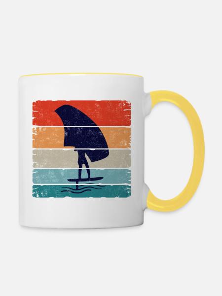 Foiling Retro Sunset Square - Tasse zweifarbig - Weiß/Gelb