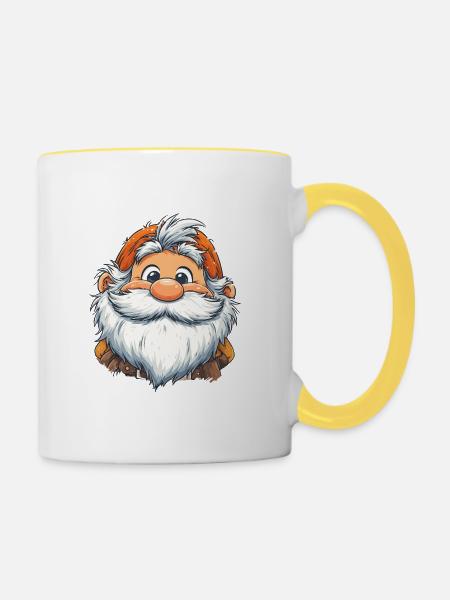 Kuscheliger Gartenzwerg - Tasse zweifarbig - Weiß/Gelb