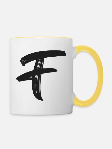 F - Tasse zweifarbig - Weiß/Gelb