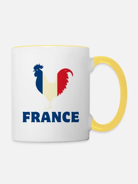 Frankreich Flagge - Tasse zweifarbig - Weiß/Gelb