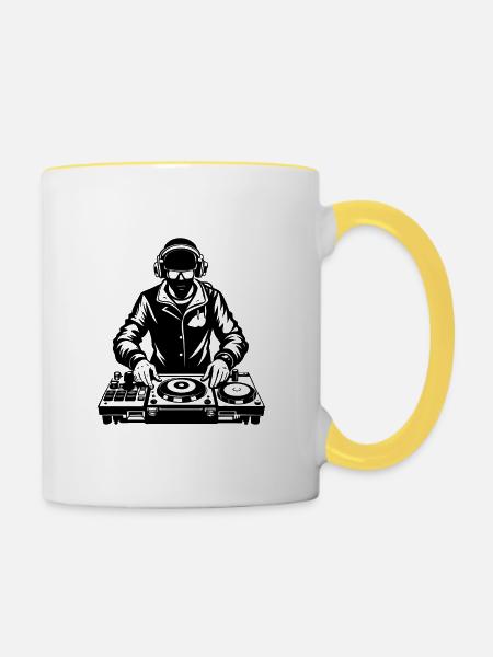 DJ Disc Jockey - Tasse zweifarbig - Weiß/Gelb