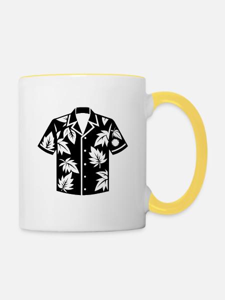 Schlichtes Aloha-Hemd - Tasse zweifarbig - Weiß/Gelb