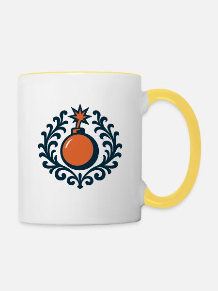 Kreisrahmen Monogramm Icon. Monogramm & Initialen. - Tasse zweifarbig - Weiß/Gelb