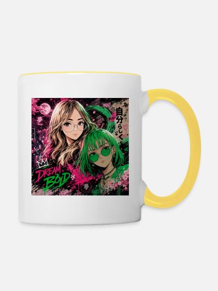 Traum Stark Neon-Duo - Tasse zweifarbig - Weiß/Gelb