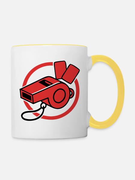 Schiedsrichter Pfeife Icon - Tasse zweifarbig - Weiß/Gelb