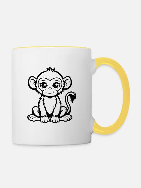 Unschuldiger Affe - Tasse zweifarbig - Weiß/Gelb
