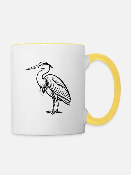 Reiher - Tasse zweifarbig - Weiß/Gelb