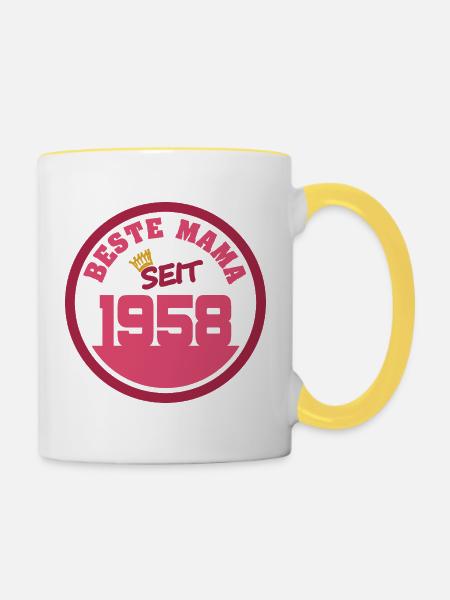 Mama 1958 - Tasse zweifarbig - Weiß/Gelb