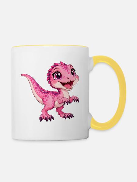 Greifvogel Rose Kawaii - Tasse zweifarbig - Weiß/Gelb