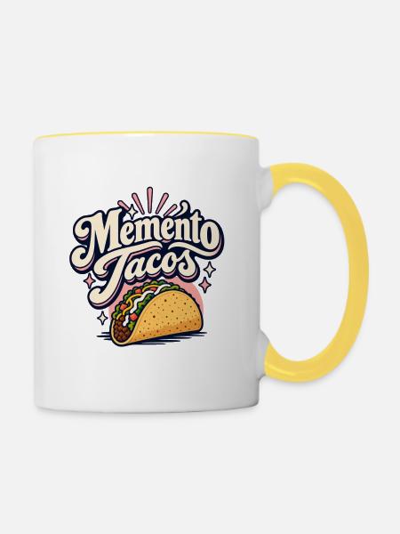 Memento Tacos Retro-Logo - Tasse zweifarbig - Weiß/Gelb