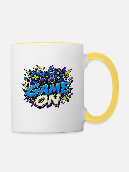 Spiel auf Graffiti Neon - Tasse zweifarbig - Weiß/Gelb