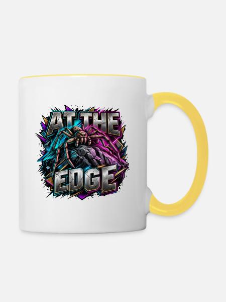Am Rand der Kante Neon-Spinne - Tasse zweifarbig - Weiß/Gelb