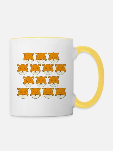 Süßes Fuchsgesicht - Tasse zweifarbig - Weiß/Gelb