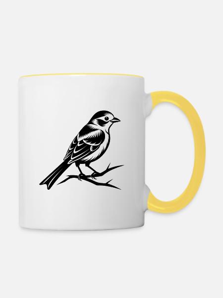 Kleiner Singvogel - Tasse zweifarbig - Weiß/Gelb