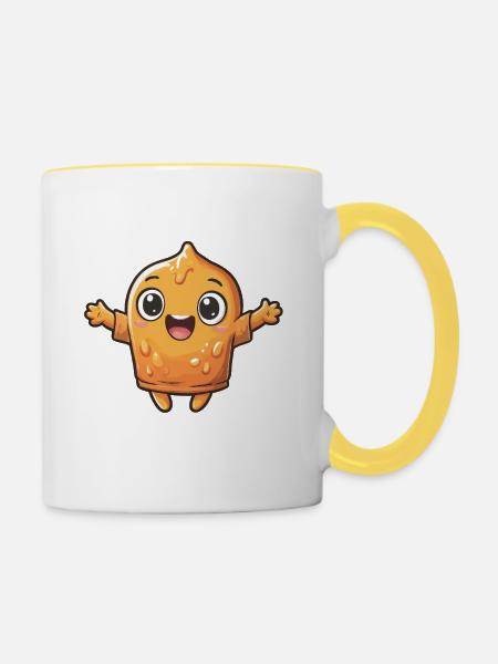 Fröhliche Orangene Blob-Figur - Tasse zweifarbig - Weiß/Gelb