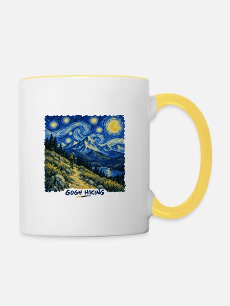 Wandern mit Gogh - Tasse zweifarbig - Weiß/Gelb
