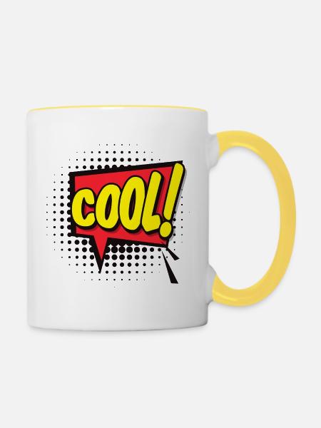 Fetter Comic Burst COOLER Ausruf - Tasse zweifarbig - Weiß/Gelb