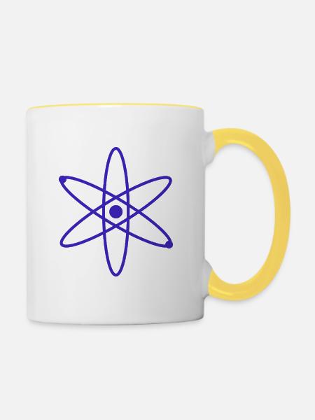 Atom - Tasse zweifarbig - Weiß/Gelb