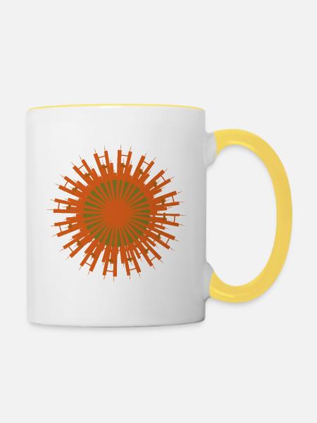 Sonnenring Gewehrsilhouetten - Tasse zweifarbig - Weiß/Gelb