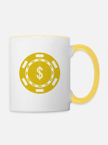 Pokerfisch - Tasse zweifarbig - Weiß/Gelb