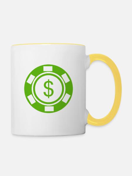 Fischspoker - Tasse zweifarbig - Weiß/Gelb