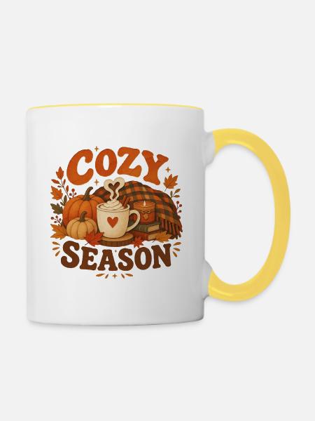 Herbst-Kokon-Saison - Tasse zweifarbig - Weiß/Gelb
