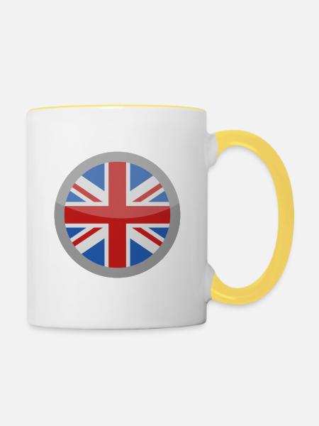 Flagge Großbritanniens - Tasse zweifarbig - Weiß/Gelb