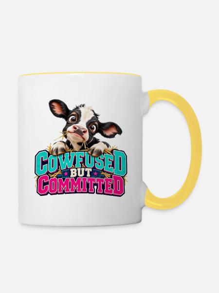 Cowfused But Committed - Tasse zweifarbig - Weiß/Gelb