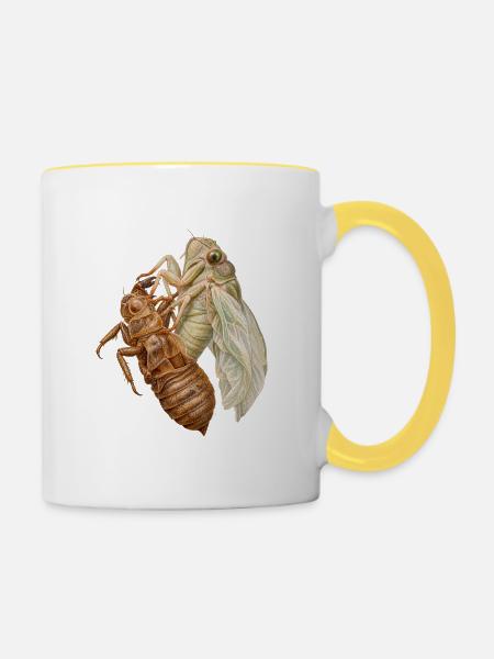Das leere Muschel-Zikaden-Tee - Tasse zweifarbig - Weiß/Gelb
