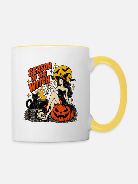 Season of the Witch Halloween-Illustration - Tasse zweifarbig - Weiß/Gelb