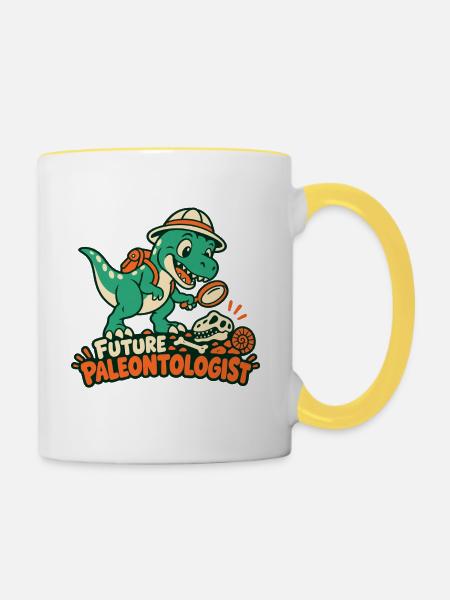 Future Paleontologist / Dino Forscher - Tasse zweifarbig - Weiß/Gelb