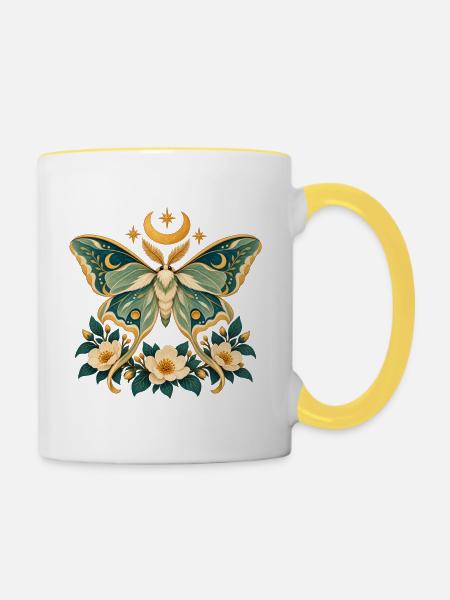 Motten-Himmlische Floral - Tasse zweifarbig - Weiß/Gelb