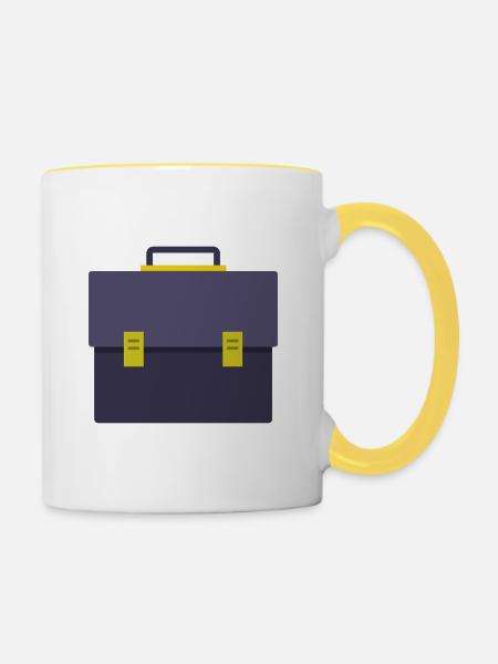 Arbeitstasche - Tasse zweifarbig - Weiß/Gelb
