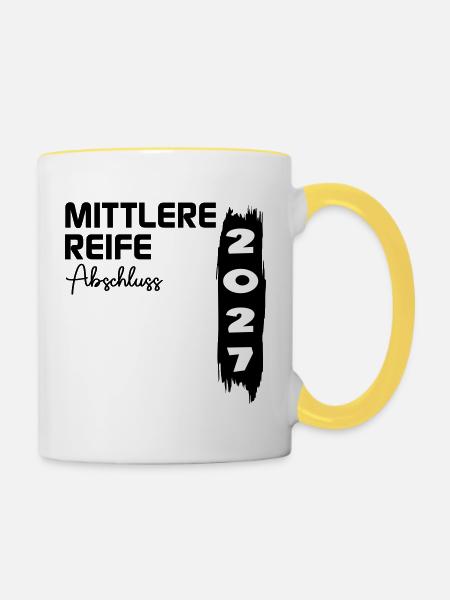 Mittlere Reife 2027, Abschluss - Tasse zweifarbig - Weiß/Gelb
