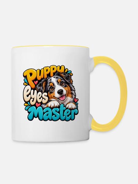 Australian Shepherd - Tasse zweifarbig - Weiß/Gelb