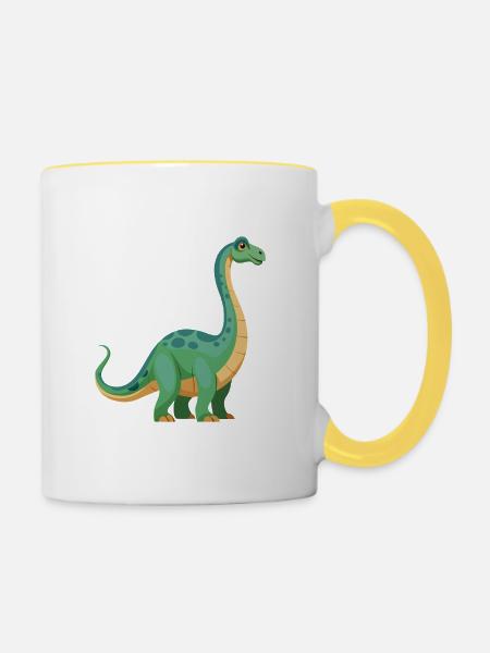 Dinosaurier Brontosaurus - Tasse zweifarbig - Weiß/Gelb