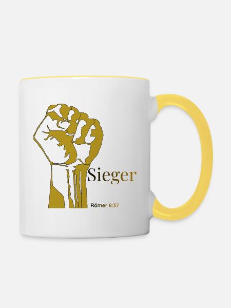 siegreich - Tasse zweifarbig - Weiß/Gelb