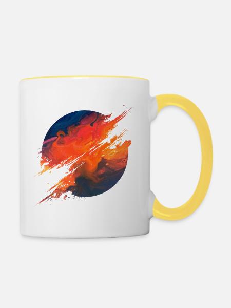 Aurora Ember Abstract Splash - Tasse zweifarbig - Weiß/Gelb