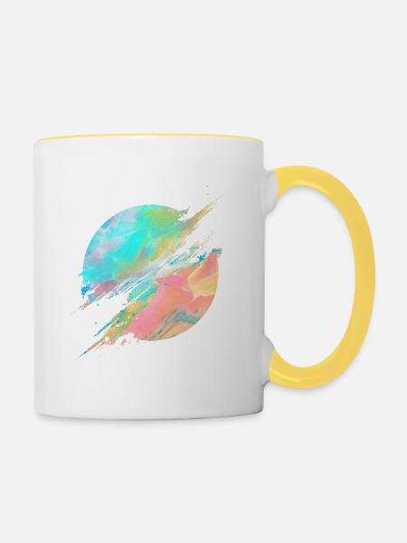 Pastel Rainbow Abstract Splash - Tasse zweifarbig - Weiß/Gelb