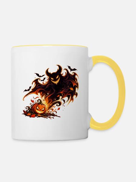 Kleiner Kürbis, großer Spuk - Tasse zweifarbig - Weiß/Gelb