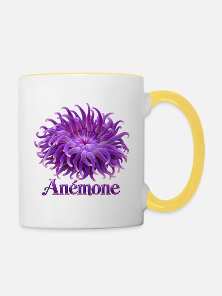 Purpurne Anmona - Tasse zweifarbig - Weiß/Gelb