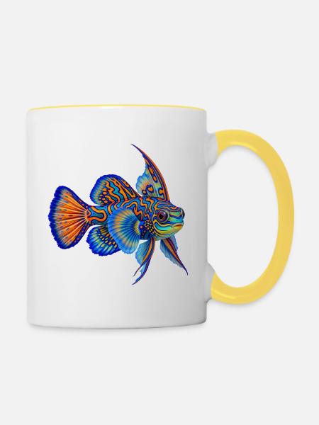 Mandarinfisch - Tasse zweifarbig - Weiß/Gelb