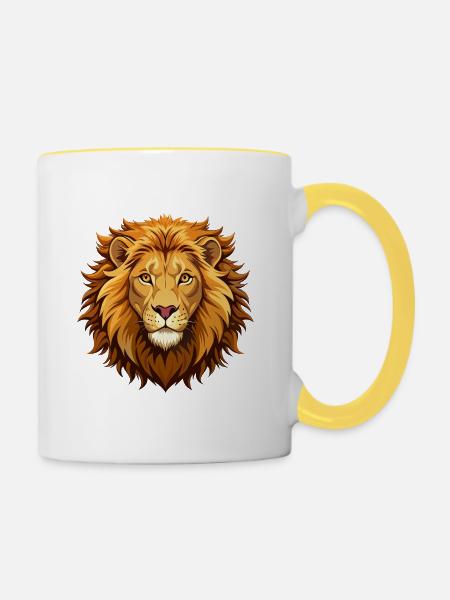 Löwe - Tasse zweifarbig - Weiß/Gelb