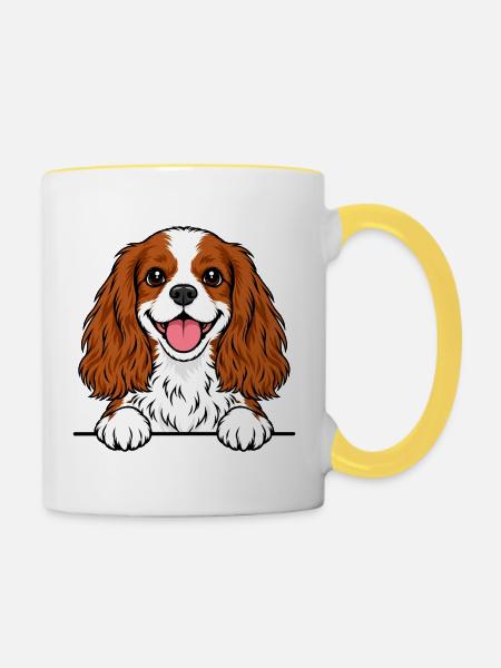 King Cavalier Spaniel - Tasse zweifarbig - Weiß/Gelb