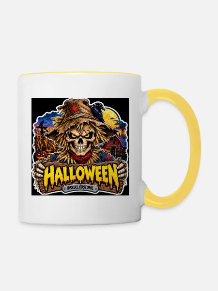 SkullCostume Halloween Edition: Die Vogelscheuche - Tasse zweifarbig - Weiß/Gelb