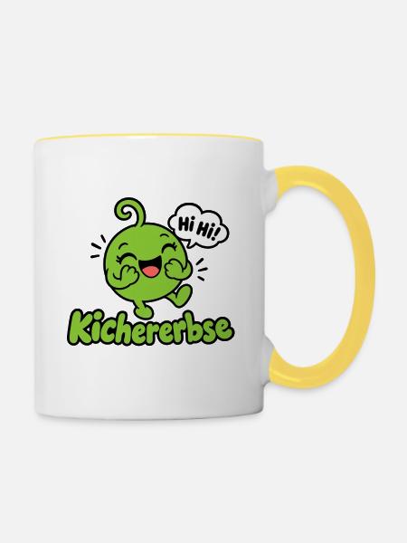 Kichererbse Lachen Maskottchen - Tasse zweifarbig - Weiß/Gelb