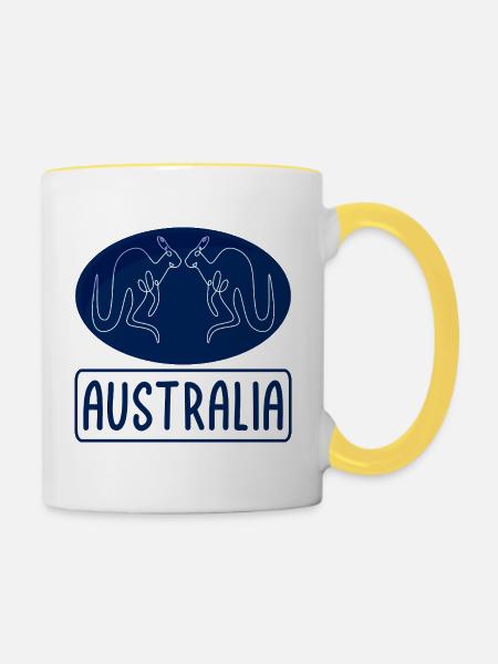 Australia Kangaroo - Tasse zweifarbig - Weiß/Gelb