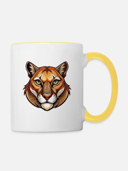 Cougar Head - Tasse zweifarbig - Weiß/Gelb