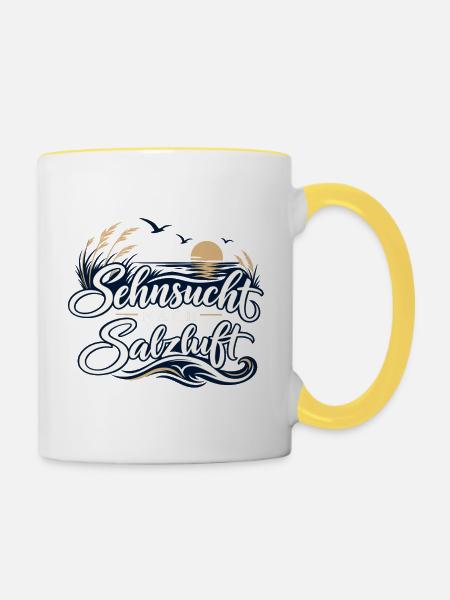 Sehnsucht nach Salzluft - Tasse zweifarbig - Weiß/Gelb