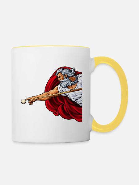 Göttlicher Billiard Spieler - Billard Bilder - Tasse zweifarbig - Weiß/Gelb